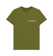 Load image into Gallery viewer, Moss Green Unisex Small White Logo T-Shirt