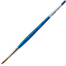 Load image into Gallery viewer, Paintbrush with blue handle and silver ferrule on a white background