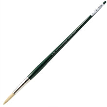 Load image into Gallery viewer, Paintbrush with green handle and white bristle head on a white background