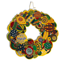 Load image into Gallery viewer, Decorative wreath with colorful patterns on a white background