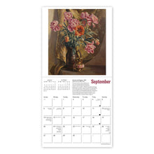Load image into Gallery viewer, Calendar with a floral still life painting on a white background