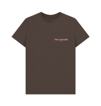 Load image into Gallery viewer, Chocolate Unisex Small Pink Logo T-Shirt