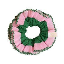 Load image into Gallery viewer, Green & Pink Hair Scrunchie
