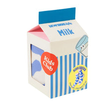 Load image into Gallery viewer, Carton packaging for kids socks with milk carton design on a white background
