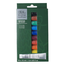 Load image into Gallery viewer, Winsor & Newton Winton oil paint set packaging with visible paint tubes.