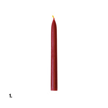 Load image into Gallery viewer, red beeswax dinner candles in assorted shapes