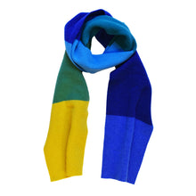 Load image into Gallery viewer, Scarf Wool Blue Green Block