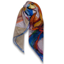 Load image into Gallery viewer, Colorful scarf with abstract design on a white background