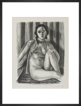 Load image into Gallery viewer, Seated nude woman, with tulle blouse