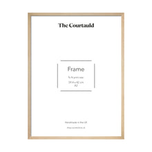 Load image into Gallery viewer, An A2 poster frame made of oak, with a white mount board and clear glass.