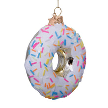 Load image into Gallery viewer, Ornament Glass White Donut with Sprinkles
