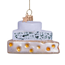 Load image into Gallery viewer, Decorative ornament shaped like stack of cheese  with candles on a white background
