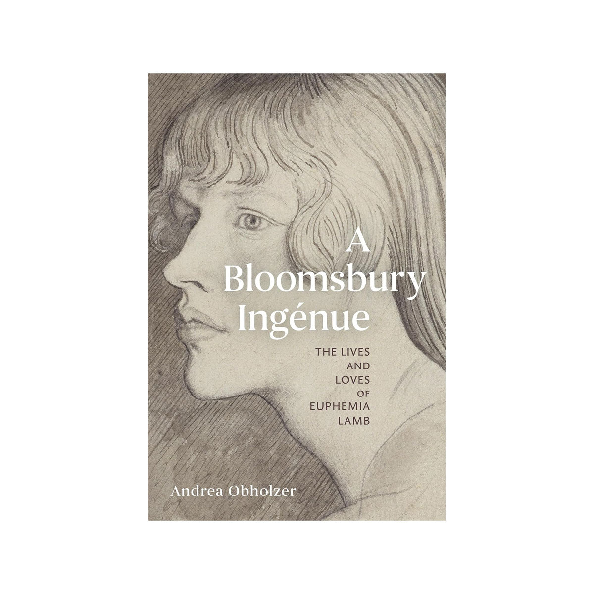 Book cover with a profile illustration of a young woman and text about Bloomsbury Ingénèe