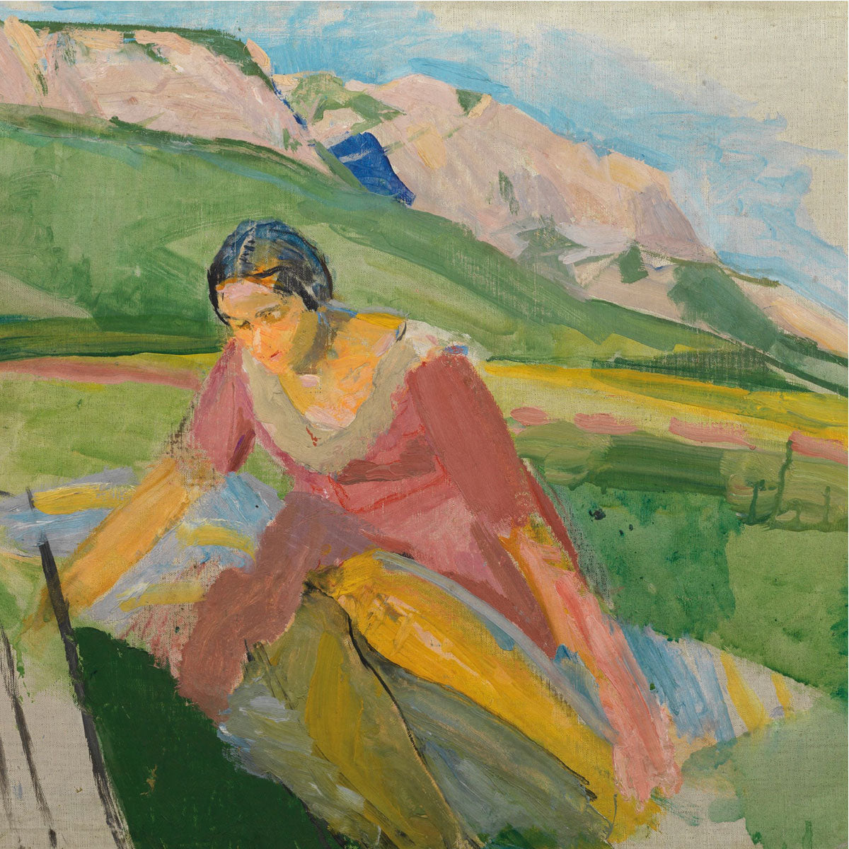 Greetings Card Wiegele Young Woman Landscape