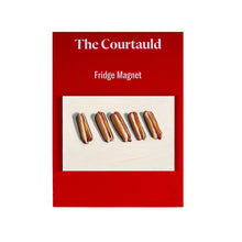 Load image into Gallery viewer, Fridge magnet packaging with &#39;The Courtauld&#39; branding and image of hot dogs on a red background
