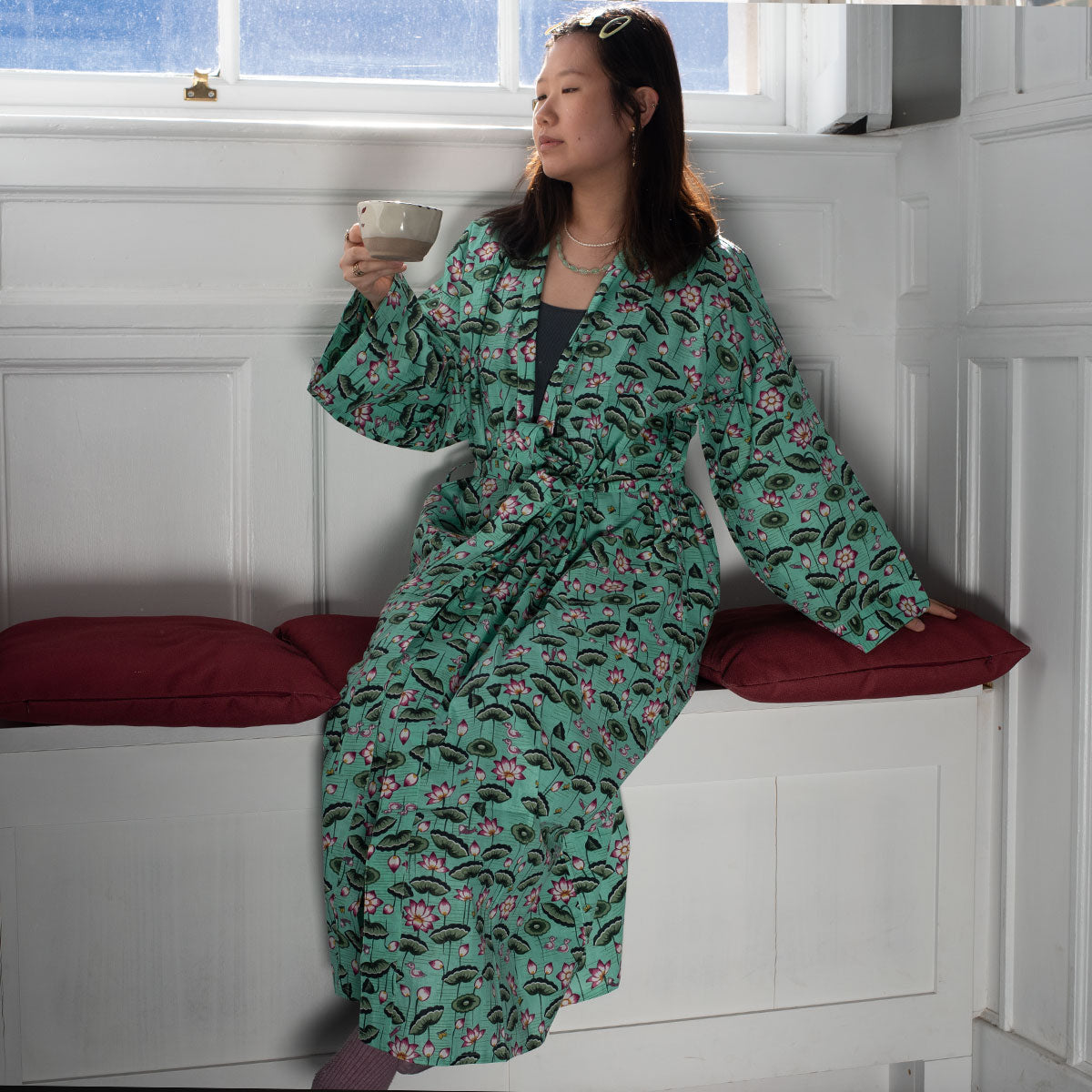 Cotton Robe Blue Lotus