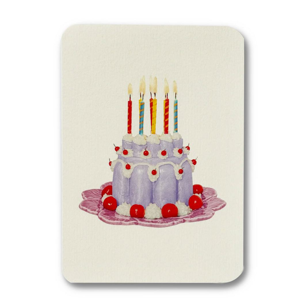 Illustration of a birthday cake with candles on a white background