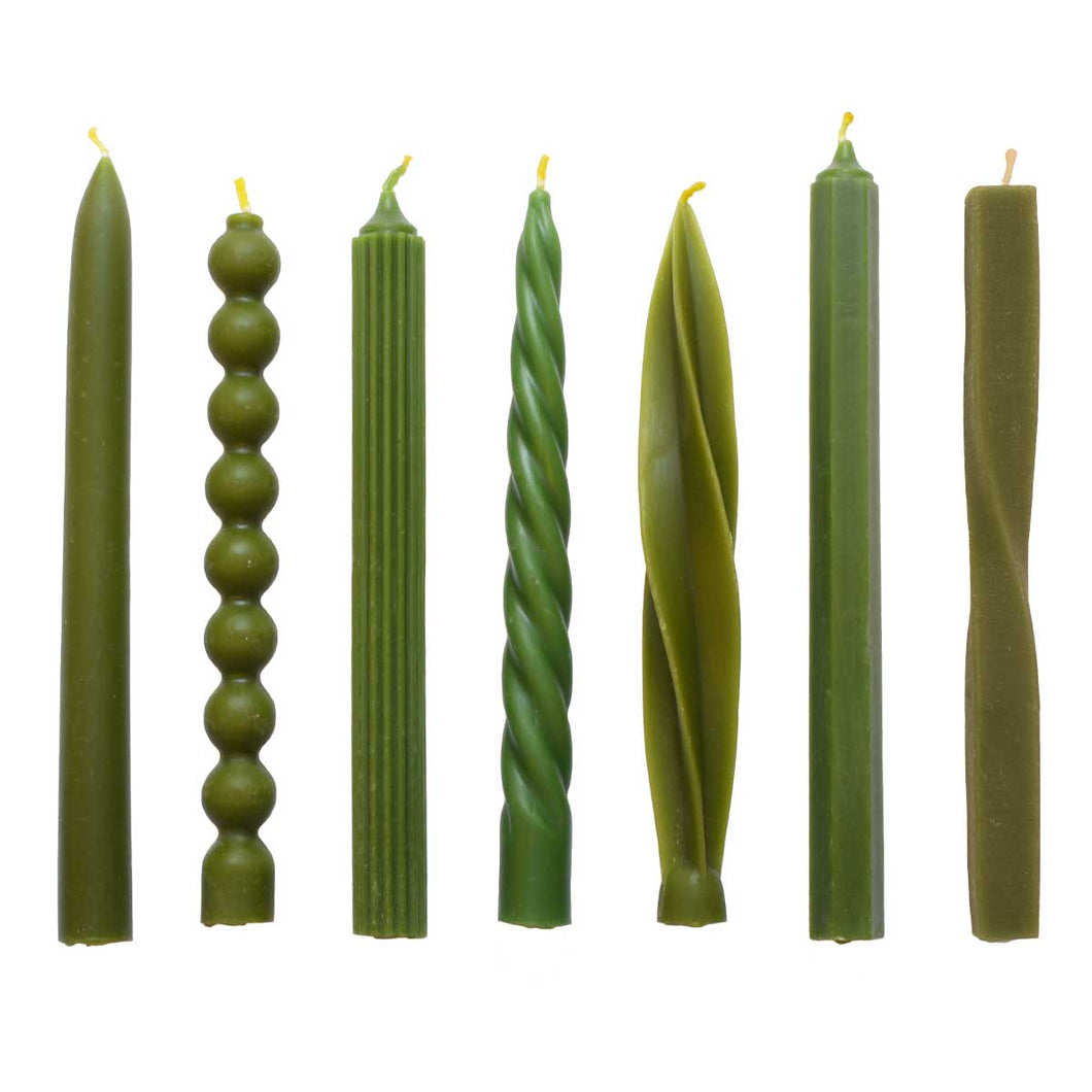 Beeswax Green Dinner Candle Assorted