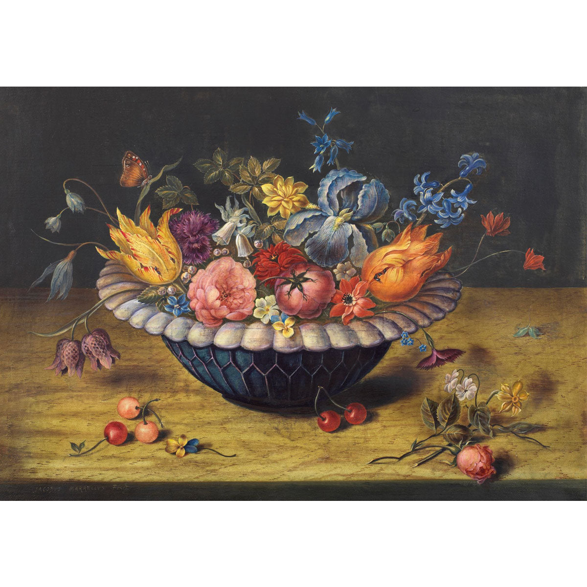 Greetings Card Marrel Bowl of Flowers