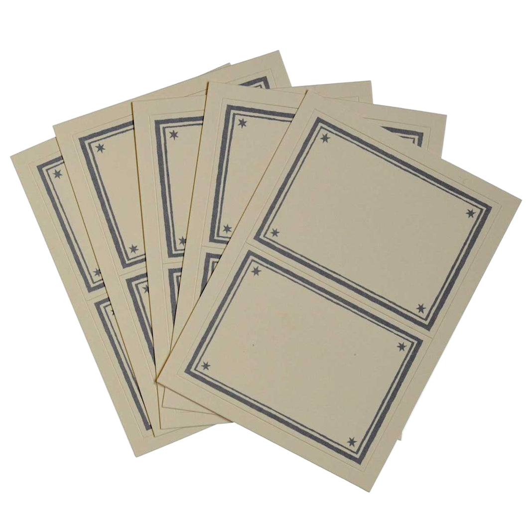 Set of beige cards with decorative borders on a white background