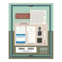 Load image into Gallery viewer, Knock Knock personal library kit packaging with stationery items on a white background
