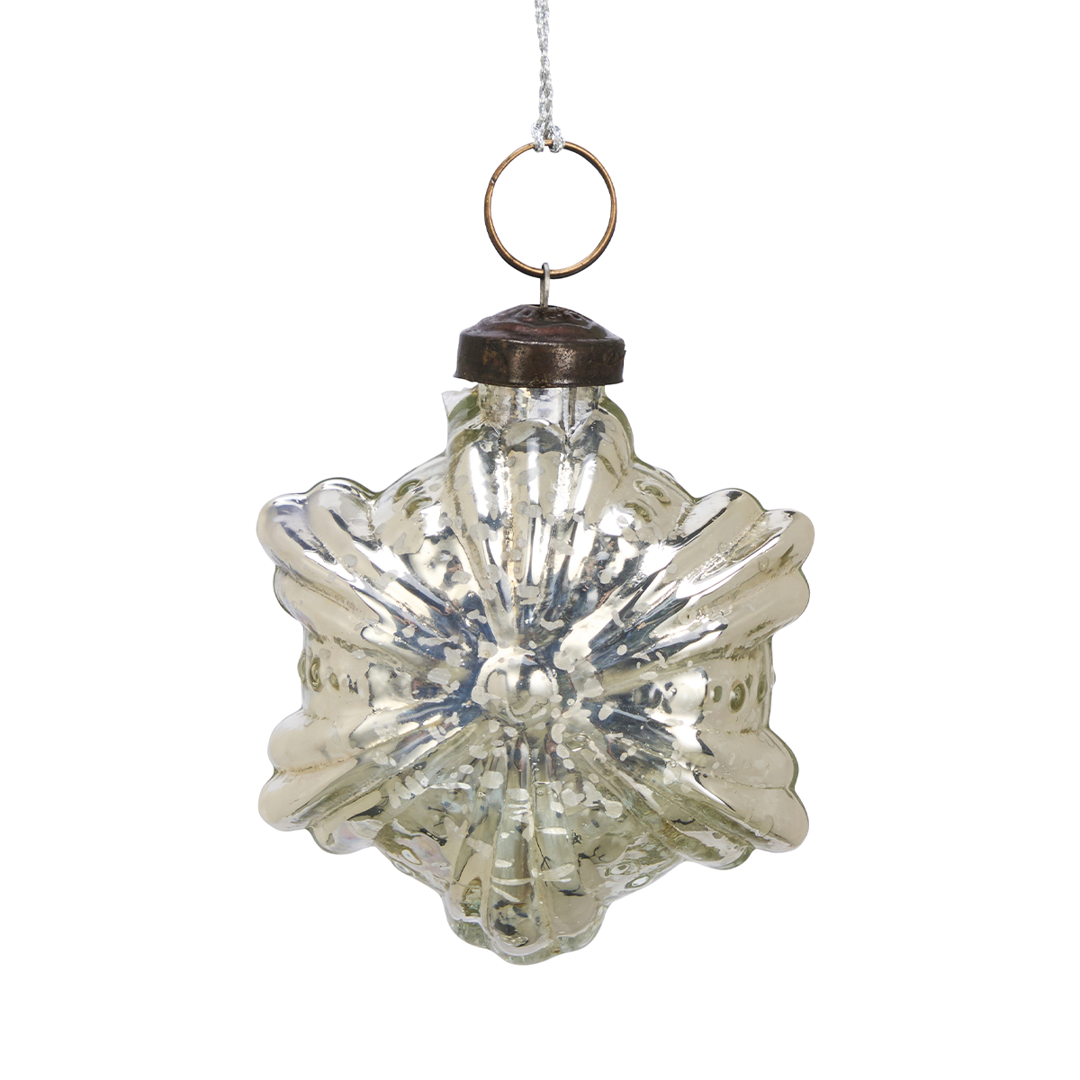 Star Ornament Silver and Gold Glass