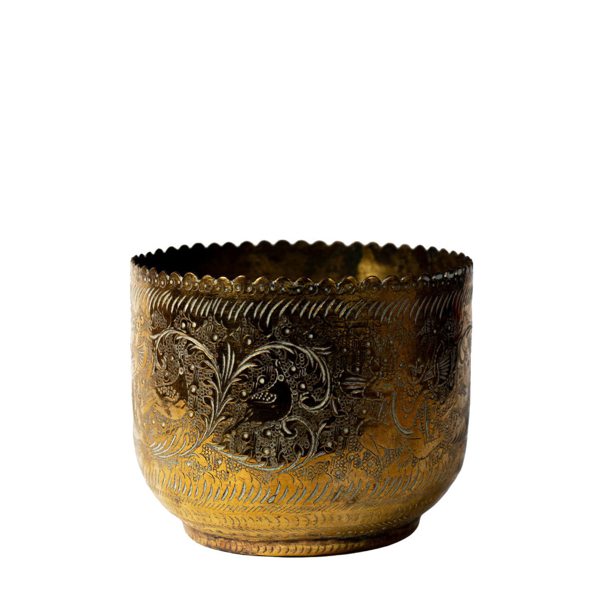 Antique Planter Engraved Brass