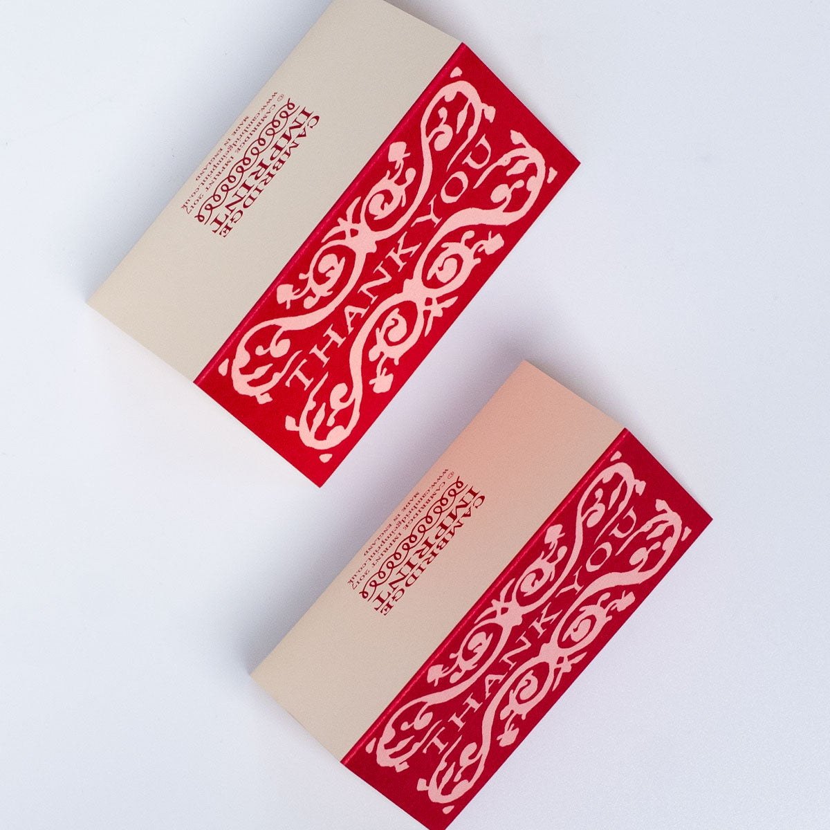 Pack of Arabesque Thank You Gift Cards Pink and Raspberry