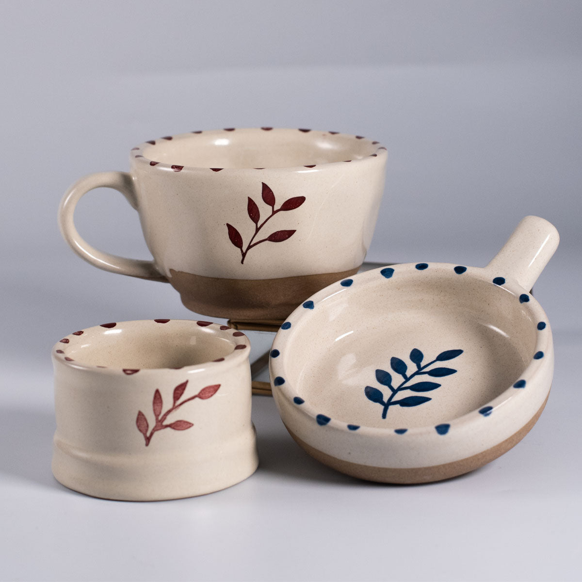 Mug Hand Painted Botanic Taupe