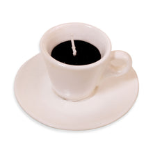 Load image into Gallery viewer, Candle shaped like a white ceramic cup and saucer on a white background
