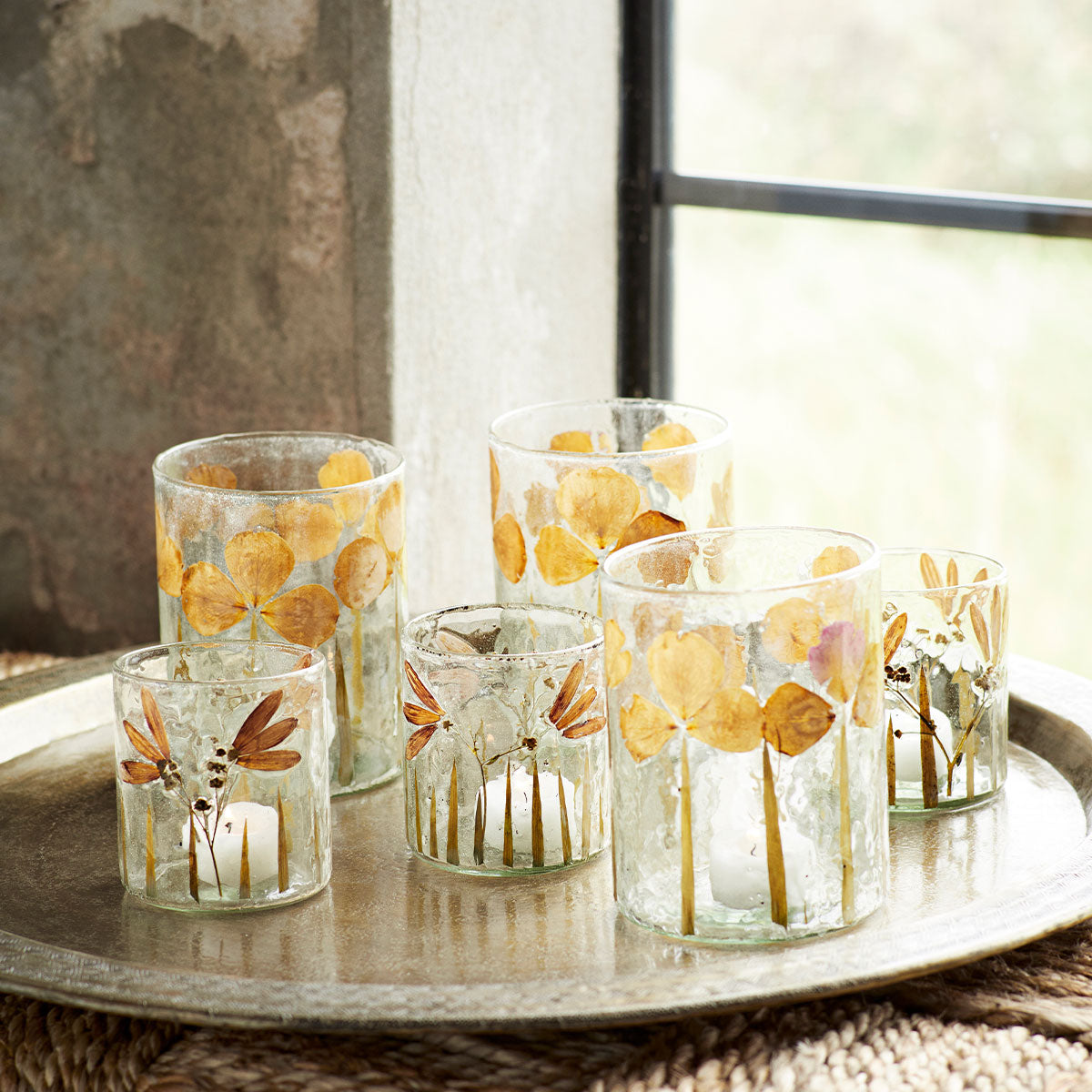 Glass small with Dried Flowers