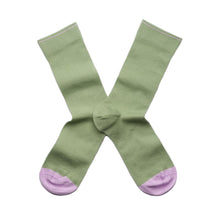 Load image into Gallery viewer, Socks Olive with Lilac
