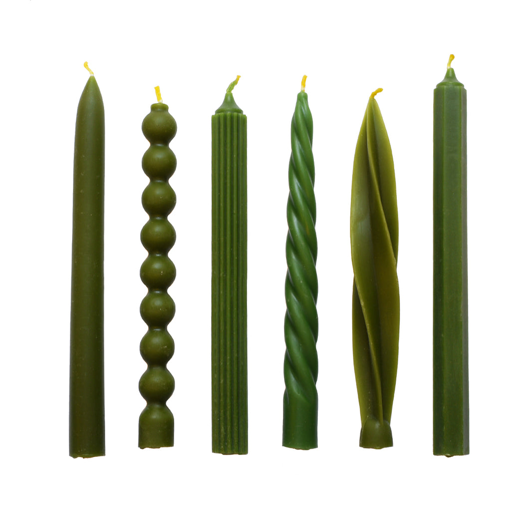 Beeswax Green Dinner Candle Assorted