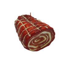 Load image into Gallery viewer, Candle shaped as a cured meat product with a white background
