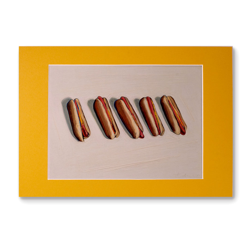 Mounted Print A4 Thiebaud Five Hot Dogs