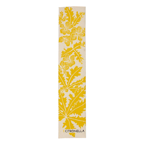 Yellow floral patterned product with 'Citronella' branding on a white background