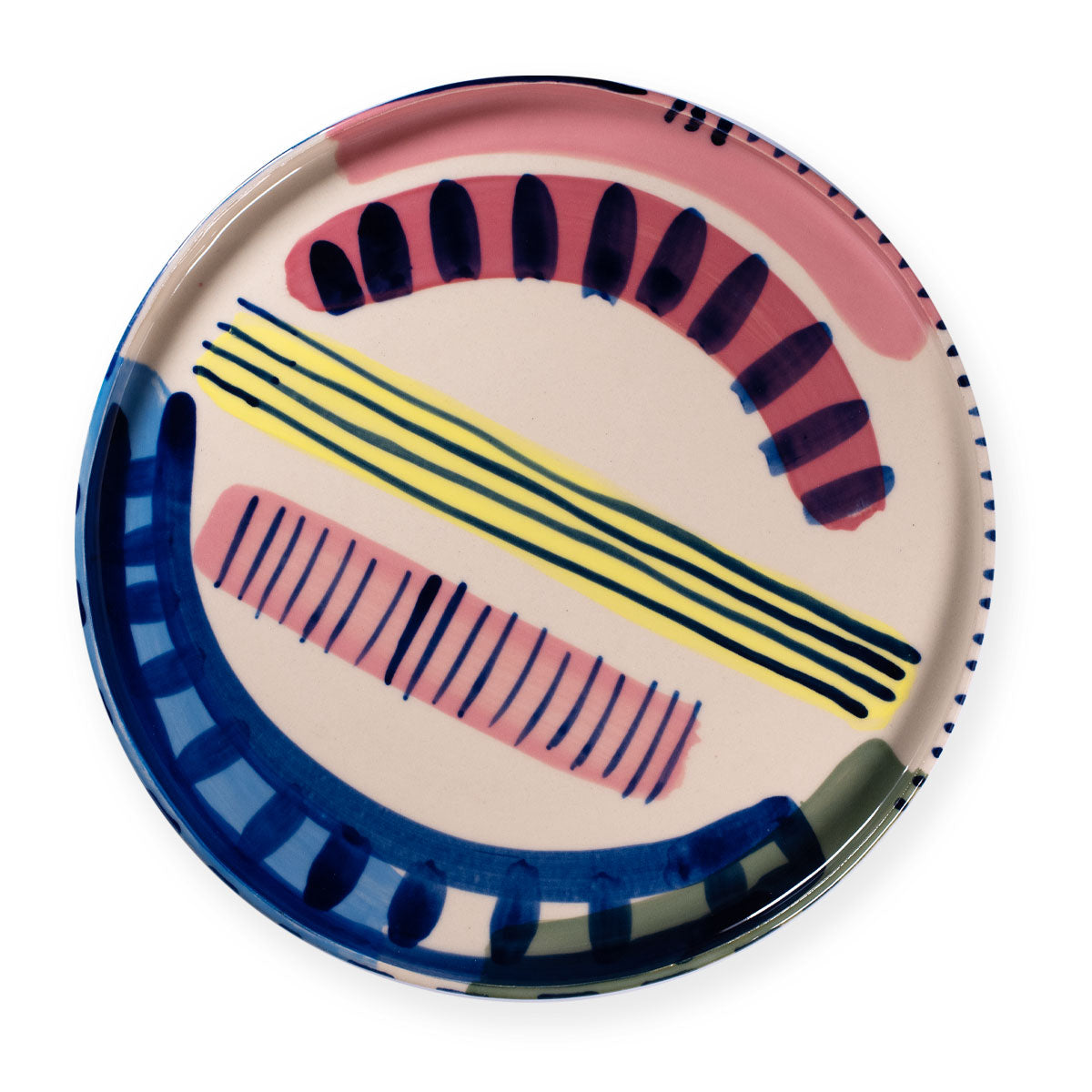 Decorative plate with abstract colorful design on a white background