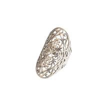 Load image into Gallery viewer, Vintage Sterling Silver Filigree Shield Ring
