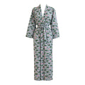Cotton Robe Blue Grey with Lotus