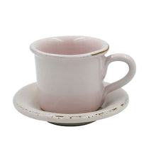 Load image into Gallery viewer, Pink ceramic cup and saucer set on a white background

