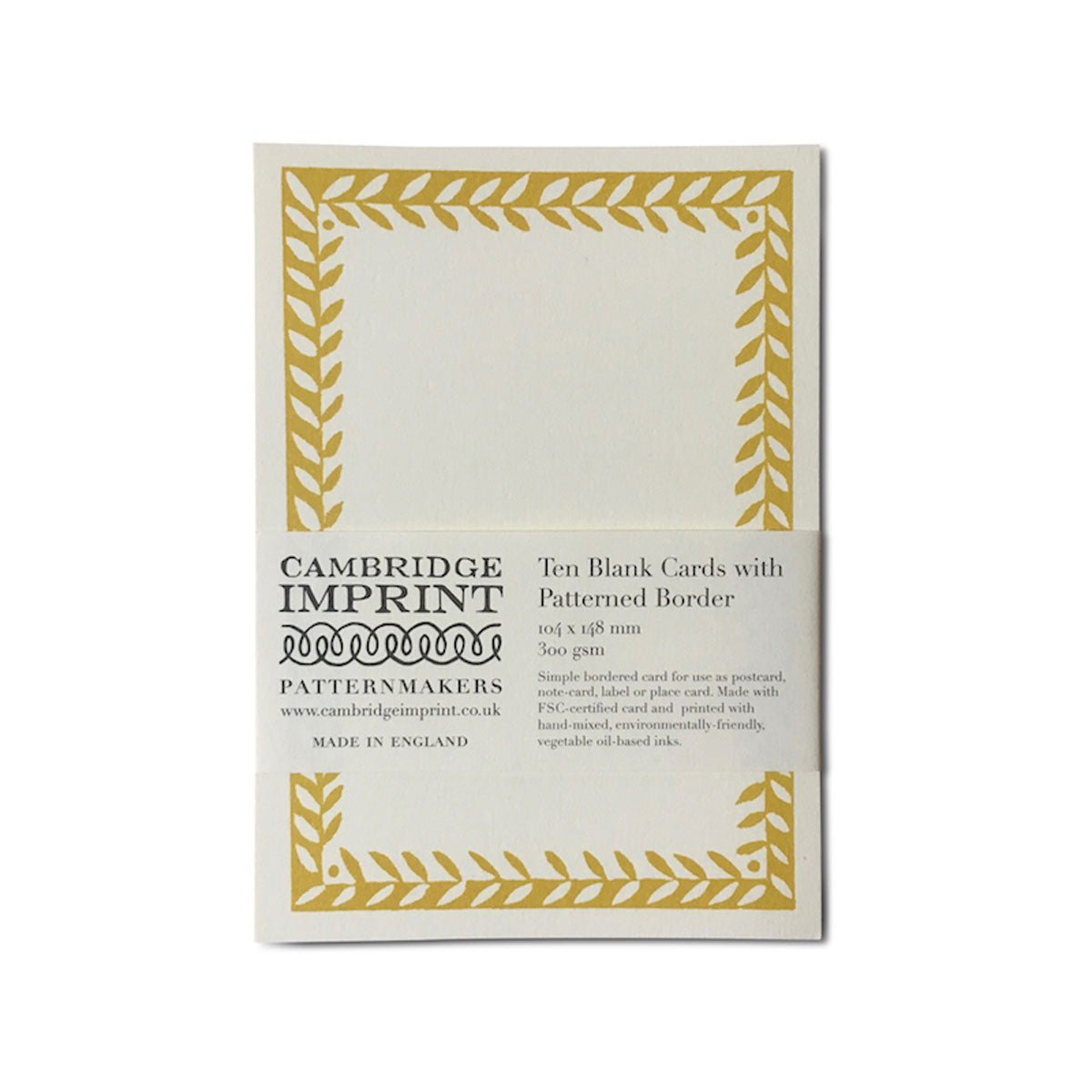 10 Patterned Border Postcards Mustard