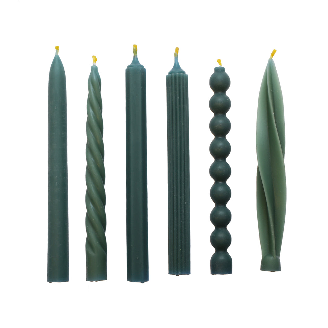 Beeswax Sea Blue Dinner Candle Assorted
