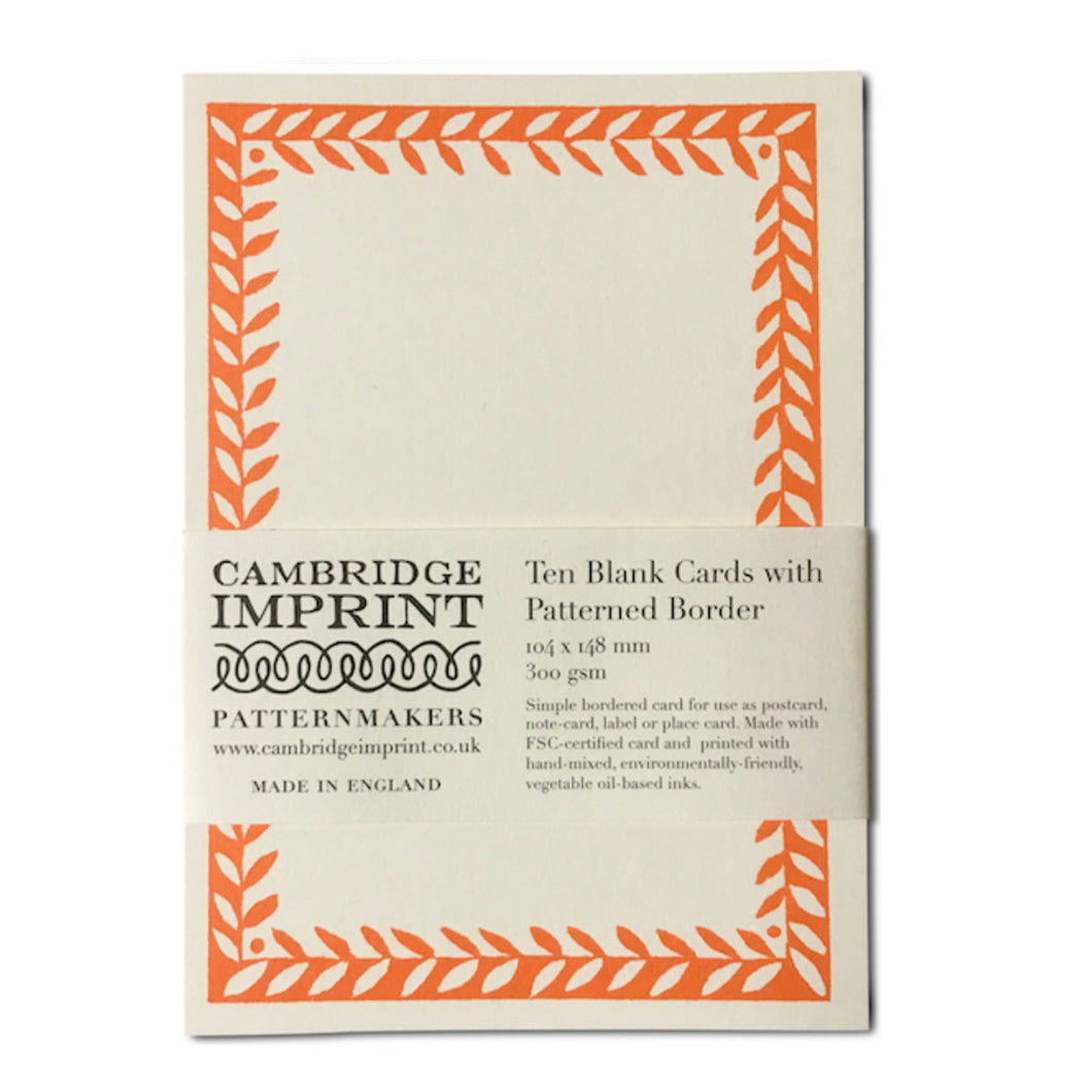 10 Patterned Border Postcards Orange
