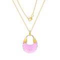 Necklace gold pendant pink glass