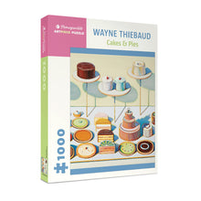 Load image into Gallery viewer, Pomegranate ArtPiece Puzzle box featuring Wayne Thiebaud&#39;s &#39;Cakes &amp; pies&#39; design on a white background
