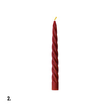 Load image into Gallery viewer, red beeswax dinner candles in assorted shapes
