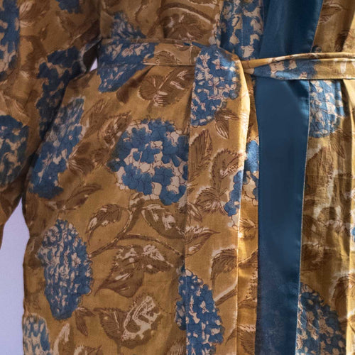Cotton Robe Mustard and Navy