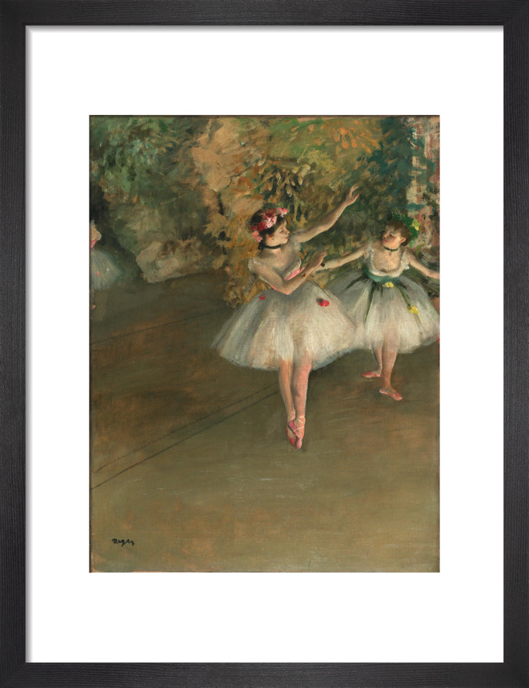 Two Dancers on a Stage (art print, small, black)