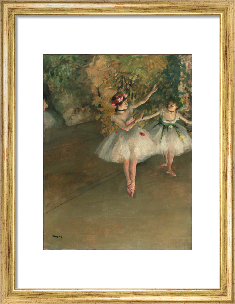 Two Dancers on a Stage (art print, small, gold)