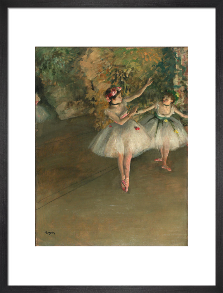 Two Dancers on a Stage (art print, medium, black)